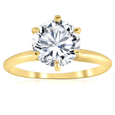 Certified 3Ct Diamond Solitaire Yellow Gold Engagement Ring Lab Grown