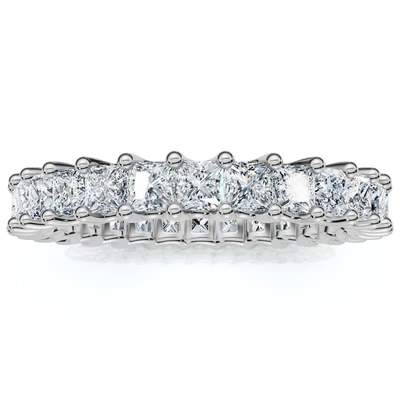 2Ct Princess Cut Diamond Eternity Stackable Wedding Ring 14k Gold Lab Grown
