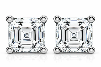 2.04Ct Asscher Cut Diamond Studs 14k White Gold Lab Grown Earrings