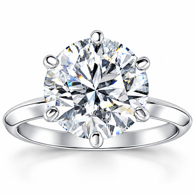 Certified 6Ct Solitaire Diamond Engagement Ring 14k White Gold Lab Grown