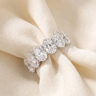 12.50Ct Oval Moissanite Eternity Wedding Anniversary Women's Ring 14k Gold