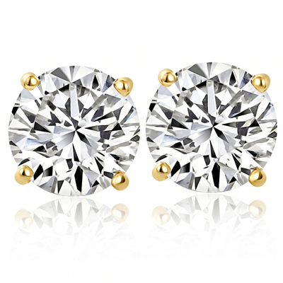 6.85CT Round Diamond Studs 14k Yellow Gold Lab Grown Screw Back Earrings
