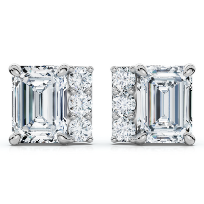 2 1/3Ct Emerald Cut Diamond Eloise Studs 14k Gold Earrings Lab Grown
