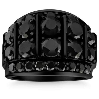 7 1/4Ct TW Black Diamond Men's Ring 10k Black Gold