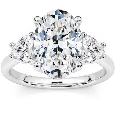 Certified 2 3/4Ct Oval & Heart Shape Diamond Engagement Ring Lab Grown 14k Gold