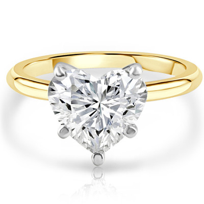 3.06Ct 14k Gold Two Tone Certified Heart Cut Diamond Ring