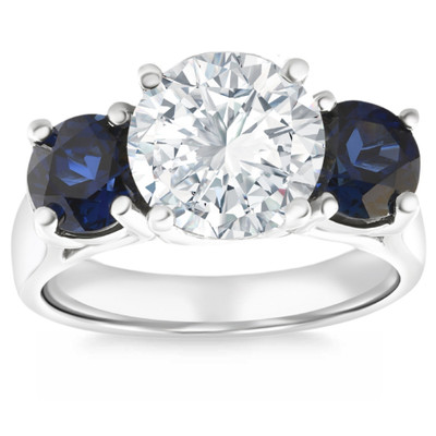 Certified 4Ct Diamond Blue Sapphire Engagement Ring 14k Gold Lab Grown