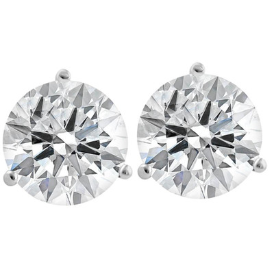 Certified 4 Ct Lab Grown Diamond Martini Screw Back Studs 14k White Gold