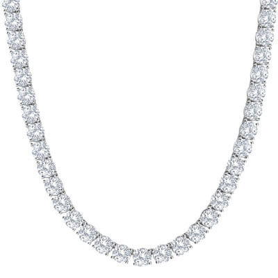 87.80Ct TW Diamond Tennis Necklace 14k White Gold 18" Lab Grown