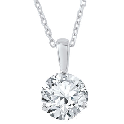 1/2 ct Diamond Solitaire Pendant 14K White Gold Lab Grown 3-Prong Martini