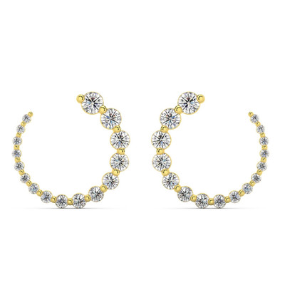 1 1/2Ct Graduated Diamond Circle Earrings 14k Gold Journey Studs Lab Grown
