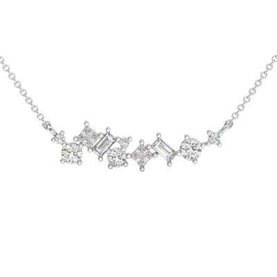 1Ct TW Diamond Mixed Fancy Shape Designer Necklace 14k Gold Lab Grown Pendant