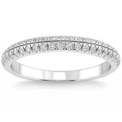 1/2Ct Pave Diamond Wedding Ring 14k Gold Stackable Band Lab Grown