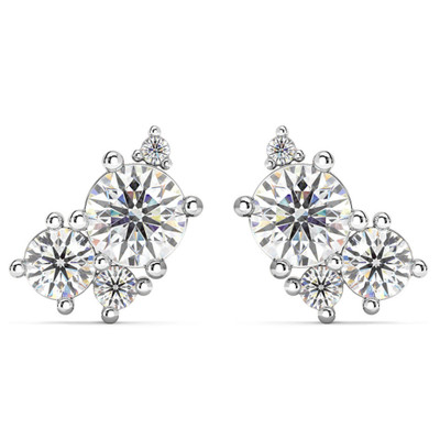 G/VS 2.50Ct Diamond Studs Bouquet Earrings 14k Gold Lab Grown 11.5mm