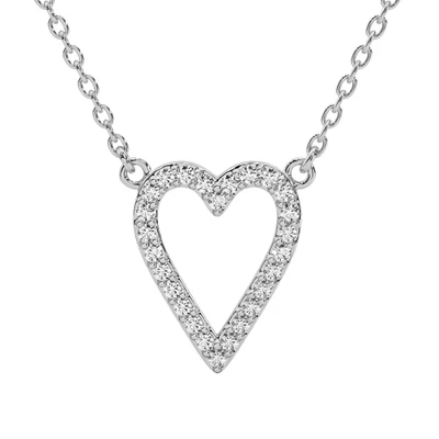 1/5Ct Diamond Heart Pendant 14k Gold 18" Necklace Lab Grown 1/2"