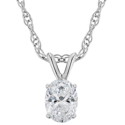 1/3Ct Certified Lab Grown Oval Diamond Solitaire Pendant White Gold Necklace