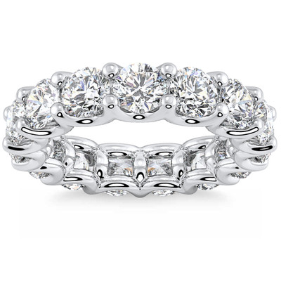 5Ct Diamond Eternity Wedding Ring U Prong Anniversary Band 14k Gold Lab Grown
