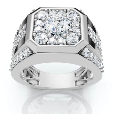 2Ct TW Men's Diamond Ring 14k White Gold Lab Grown Wedding Anniversary Band