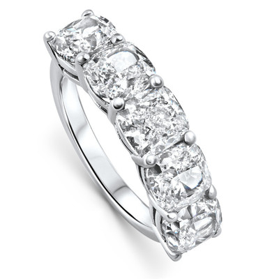 5 1/4Ct Cushion Cut 5-Stone Diamond Wedding Anniversary Ring 14k Gold Lab Grown