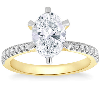 2.63Ct TW Certified Oval Diamond Engagement Gold Ring Side Halo Lab Grown