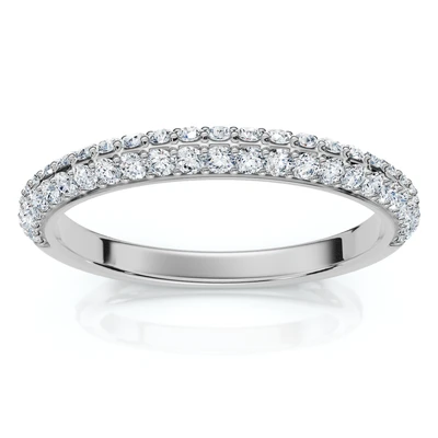1/4Ct TW Diamond Micro Pave Wedding Ring Stackable Band 14k Gold Lab Grown