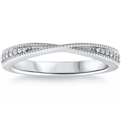 1/10Ct Diamond Wedding Contour Anniversary Ring in 14k Gold Lab Grown