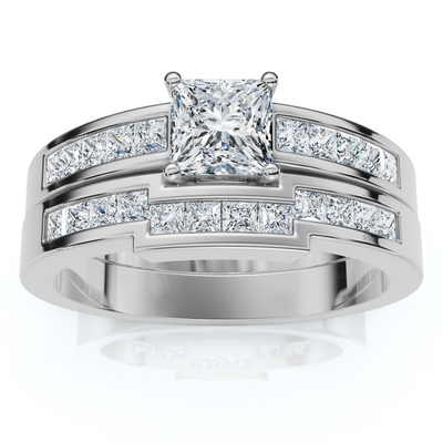 1ct Princess Cut Channel Set Diamond Wedding Engagement Ring 14K White Gold