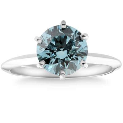 1 - 4Ct Solitaire Blue Diamond Engagement Ring 14k Gold Lab Grown