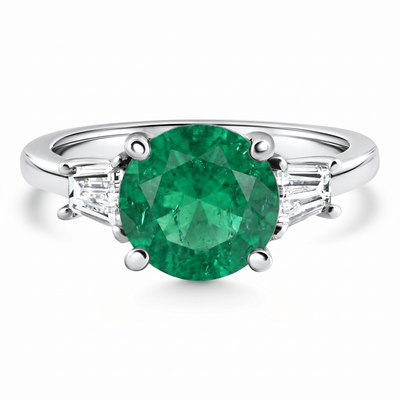 3Ct Emerald & Diamond Engagement Anniversary Ring Gold Lab Grown