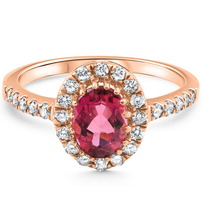 1 1/2Ct Oval Ruby Halo Diamond Ring 14k Gold Lab Grown