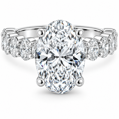 Certified 6Ct Oval Diamond Side Stone Engagement 14k White Gold Lab Grown