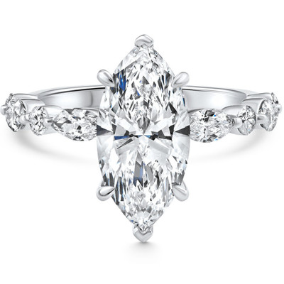 Certified 1.75-5.75Ct Marquise Diamond Engagement Ring 14k or Platinum Lab Grown