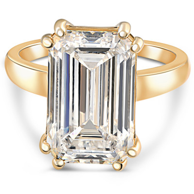 Certified 10.00CT Emerald Cut Solitaire Diamond Engagement Ring 14k Gold Lab Grown