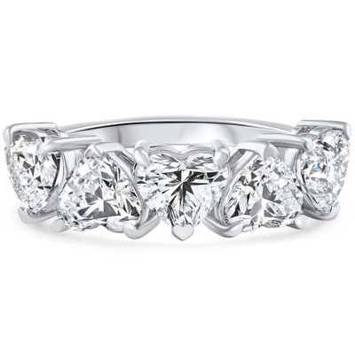 3 3/4Ct Heart Shape Diamond Five Stone Wedding Ring 14k Gold Lab Grown