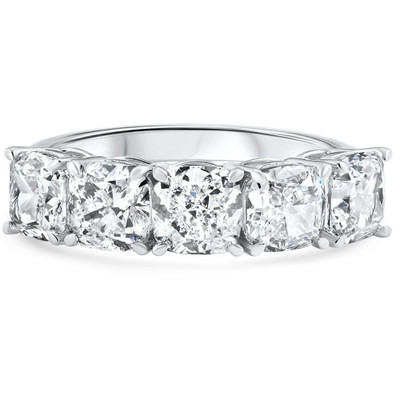 1 - 3 1/2 Ct Cushion Cut Diamond 5-Stone Wedding Ring 14k Gold Lab Grown