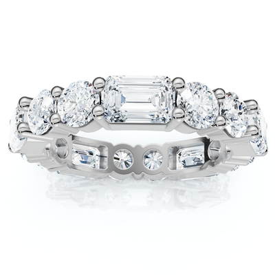 5 3/4 Ct Emerald & Round Diamond Eternity Ring 14k Gold Lab Grown Stackable Band