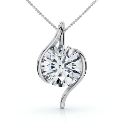Certified 3Ct Diamond Molly Pendant 14k Gold Necklace 18" Lab Grown