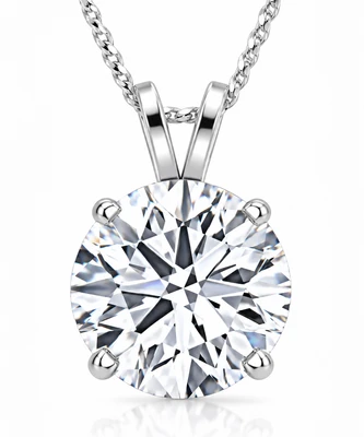 Certified 3Ct Diamond Pendant 14k White Gold Lab Grown Necklace