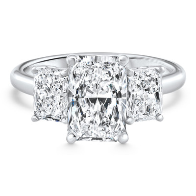 4 - 7 Ct Radiant Cut 3-Stone Diamond Engagement Ring 14k or Platinum Lab Grown