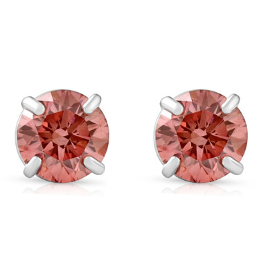 3/8Ct Pink Lab Grown Diamond Screw Back Studs Earrings 14K White Gold