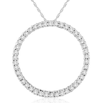 1Ct Circle Diamond Pendant White Gold Necklace Lab Grown 1Ct Circle Diamond Pendant White Gold Necklace Lab Grown