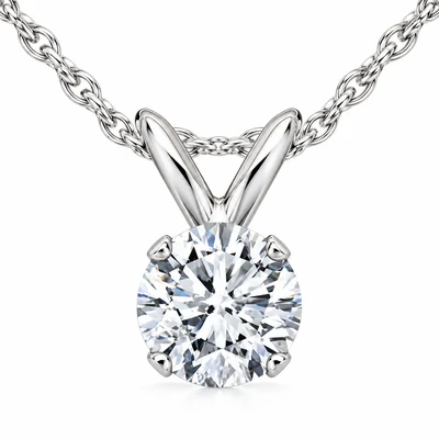 1/2Ct Diamond Solitaire Pendant Necklace 14k White Or Yellow Gold Lab Grown