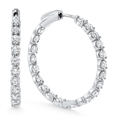 4 1/2Ct Diamond Inside Outside Hoops Gold Women's Earrings Lab Grown 1.25" Tall