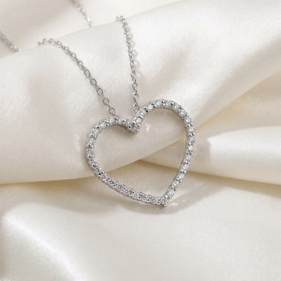 10K White Gold 1/2ct Lab Grown Diamond Heart Pendant 18" Necklace