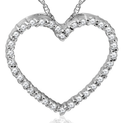 10K White Gold 1/2ct Lab Grown Diamond Heart Pendant 18" Necklace 10K White Gold 1/2ct Lab Grown Diamond Heart Pendant 18" Necklace