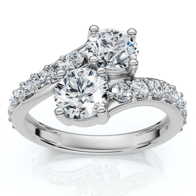 1 3/4 Ct 2-Stone Forever Us Lab Grown Diamond Engagement Ring 14K White Gold