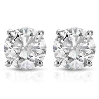 3/4CT Round Brilliant Cut Natural Diamond Stud Earrings In 14K Gold