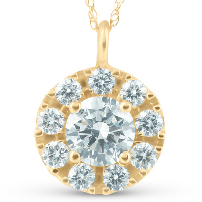 14K Yellow Gold 1 1/2ct Circle Round Lab Grown Diamond Pendant Necklace