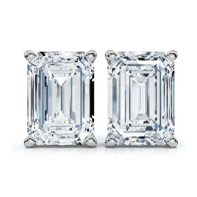 1 - 8Ct Emerald Cut Diamond Studs 14k Gold Lab Grown Women's Earrings