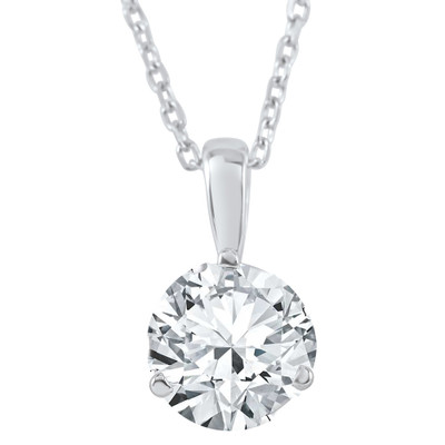 3/4 ct Solitaire  Lab Grown Diamond Pendant available in 14K and Platinum